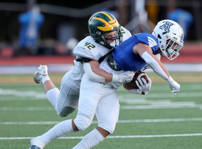 San Ramon Valley's Will Catterton (42) with a big hit.